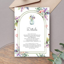 Wilde Blumen-Mason-Glas-Tor-Hochzeitsdetails