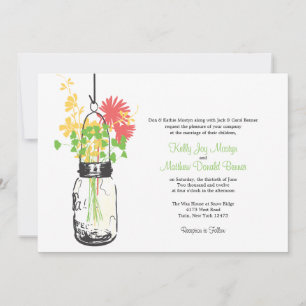 Wilde Blumen & Mason Jar Hochzeitseinladungen Einladung