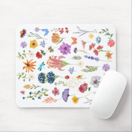 Wilde-Blumen-Mauspad | Botanisches Schreibtischzub Mousepad