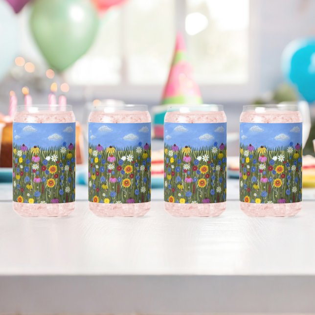 Wilde Blumen mit Gänseblümchen Dosenglas (Insitu (Geburtstag))