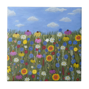 Wilde Blumen mit Gänseblümchen Fliese
