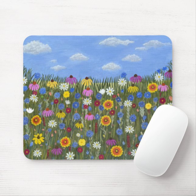 Wilde Blumen mit Gänseblümchen Mousepad (Mit Mouse)