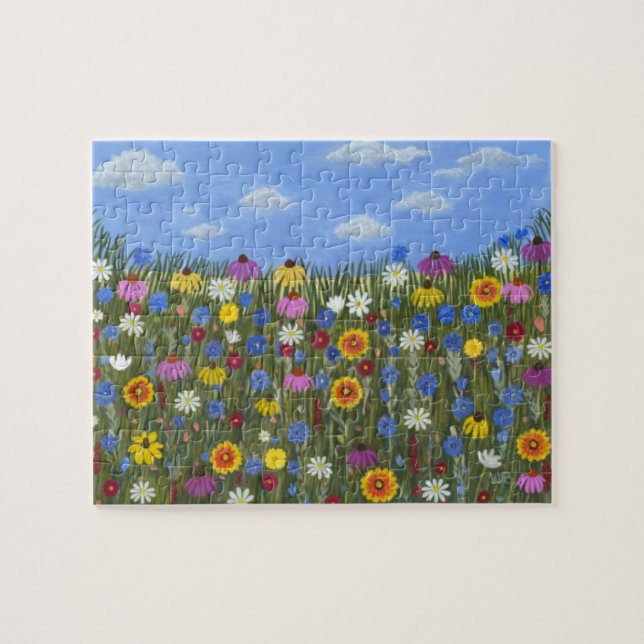 Wilde Blumen mit Gänseblümchen Puzzle (Horizontal)