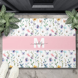 Wilde-Blumen-Monogramm Fußmatte