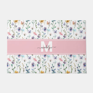 Wilde-Blumen-Monogramm Fußmatte