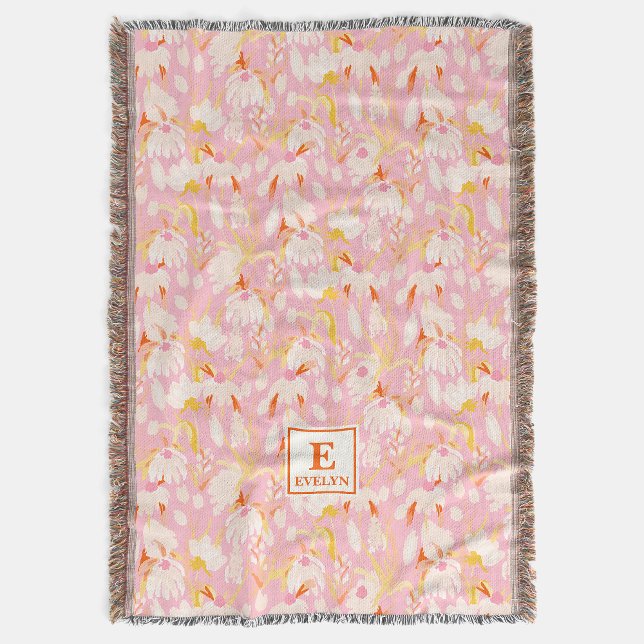 Wilde-Blumen-Monogramm-Namens-Wurfdecke Decke (Von Creator hochgeladen)