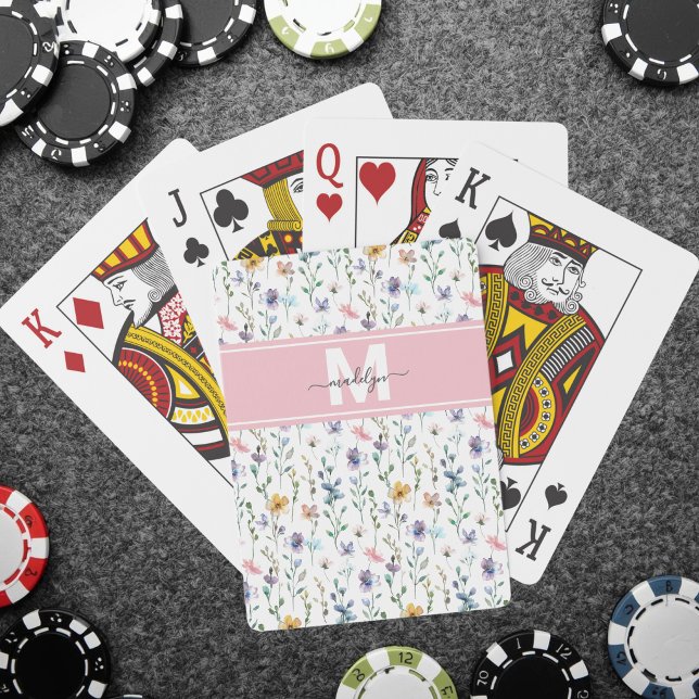 Wilde-Blumen-Monogramm Spielkarten (Wildflower Monogram Poker Cards)