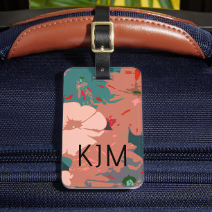 Wilde Blumen Monogramme Floral Benutzerdefinierter Gepäckanhänger