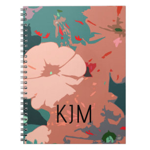 Wilde Blumen Monogramme Floral Benutzerdefinierter Notizblock