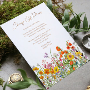 Wilde Blumen Planänderung Verschiebung Hochzeit Ankündigung