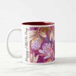 Wilde Blumen Protea Magenta Zweifarbige Tasse