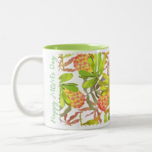 Wilde Blumen Protea Weiß Zweifarbige Tasse