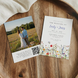 Wilde-Blumen-QR-Code-Foto-Hochzeitseinladung Einladung