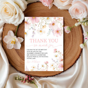 Wilde-Blumen-Rosa-Blumen-Dankeskarten Einladung