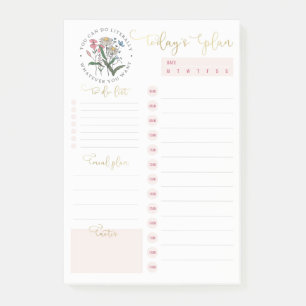 Wilde Blumen Rosa Gold Tägliche Planungs-To-Do-Lis Post-it Klebezettel