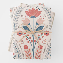 Wilde Blumen Rosa Pastell Botanischer Garten Flora Geschenkpapier Set