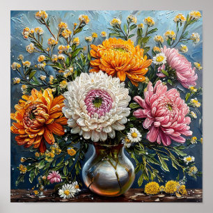 🌸 Wilde Blumen Stillleben Rustikale Wiesenblumen Poster