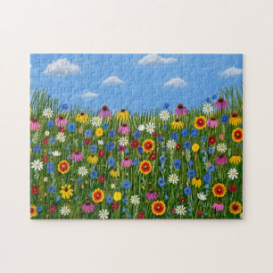 Wilde Blumen und blauer Himmel Puzzle