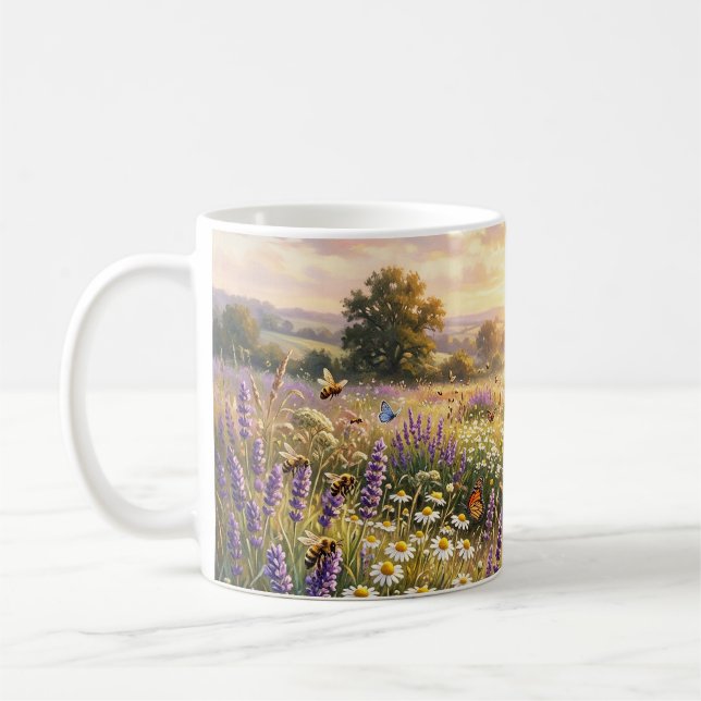 Wilde Blumen und ein süßes Cottage Kaffeetasse (Links)