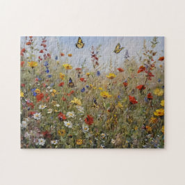Wilde Blumen und Schmetterlinge Puzzle