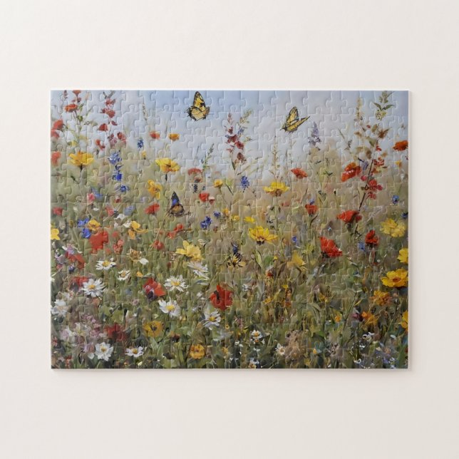 Wilde Blumen und Schmetterlinge Puzzle (Horizontal)