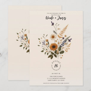 Wilde Blumen Vintage Blumenstrauß Boho-Hochzeit Einladung