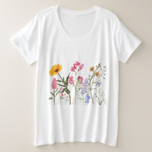 Wilde Blumen, Vintage Botanische schöne Blumen Große Größe T-Shirt