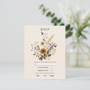 Wilde Blumen Vintage Floral Boho Hochzeit RSVP Einladung