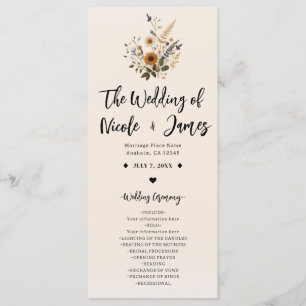 Wilde Blumen Vintage Floral Boho Hochzeitsprogramm Programm