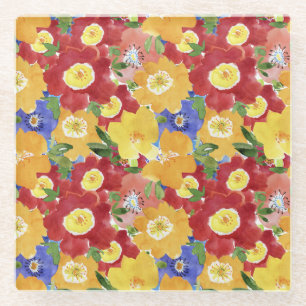 Wilde Blumen: Wiederholte Blumen nahtlos Glasuntersetzer