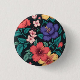 Wilde-Blumen-Wiederholungsmuster Button
