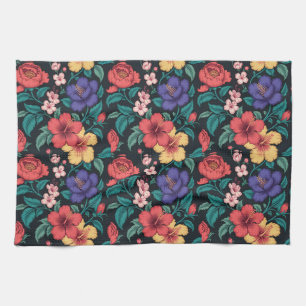 Wilde-Blumen-Wiederholungsmuster Geschirrtuch