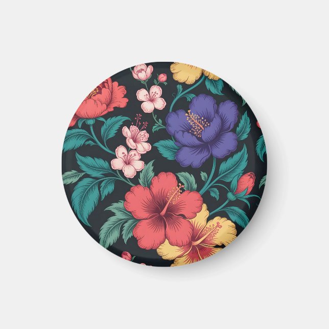 Wilde-Blumen-Wiederholungsmuster Magnet (Vorne)