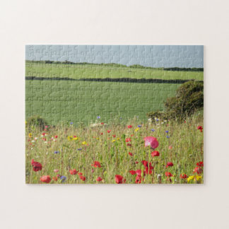 Wilde Blumen-Wiese auf der wilden atlantischen Puzzle