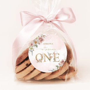 Wilde Blumen wild Ein Mädchen floral blassrosa Runder Aufkleber