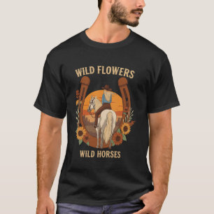 Wilde Blumen Wilde Pferde Retro Rodeo Western Coun T-Shirt