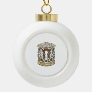 Wilde Blumen Wilde Pferde Vintage Western Floral D Keramik Kugel-Ornament