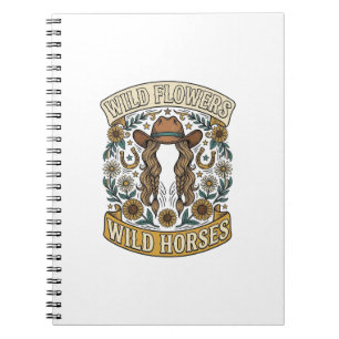 Wilde Blumen Wilde Pferde Vintage Western Floral D Notizblock