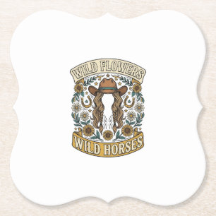 Wilde Blumen Wilde Pferde Vintage Western Floral D Untersetzer