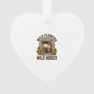 Wilde Blumen Wilde Pferde Vintage Western-Shirt De Ornament