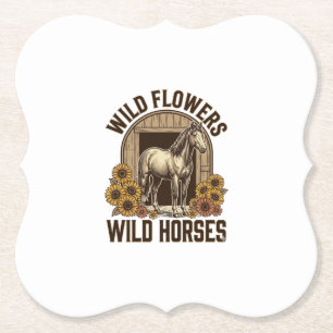 Wilde Blumen Wilde Pferde Vintage Western-Shirt De Untersetzer
