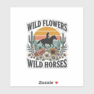 Wilde Blumen Wilde Pferde Western Blumenhemd Desi Aufkleber