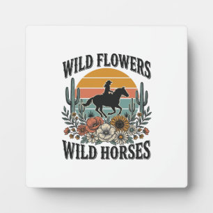 Wilde Blumen Wilde Pferde Western Blumenhemd Desi Fotoplatte