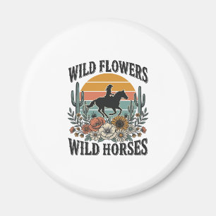 Wilde Blumen Wilde Pferde Western Blumenhemd Desi Magnet