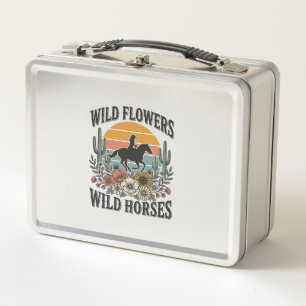 Wilde Blumen Wilde Pferde Western Blumenhemd Desi Metall Brotdose