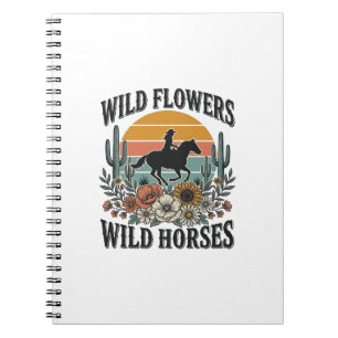Wilde Blumen Wilde Pferde Western Blumenhemd Desi Notizblock