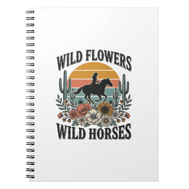 Wilde Blumen Wilde Pferde Western Blumenhemd Desi Notizblock (Vorderseite)