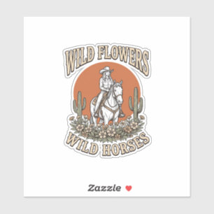 Wilde Blumen Wilde Pferde Western Cowgirl-Shirt De Aufkleber