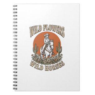 Wilde Blumen Wilde Pferde Western Cowgirl-Shirt De Notizblock