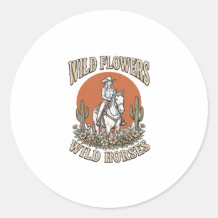 Wilde Blumen Wilde Pferde Western Cowgirl-Shirt De Runder Aufkleber